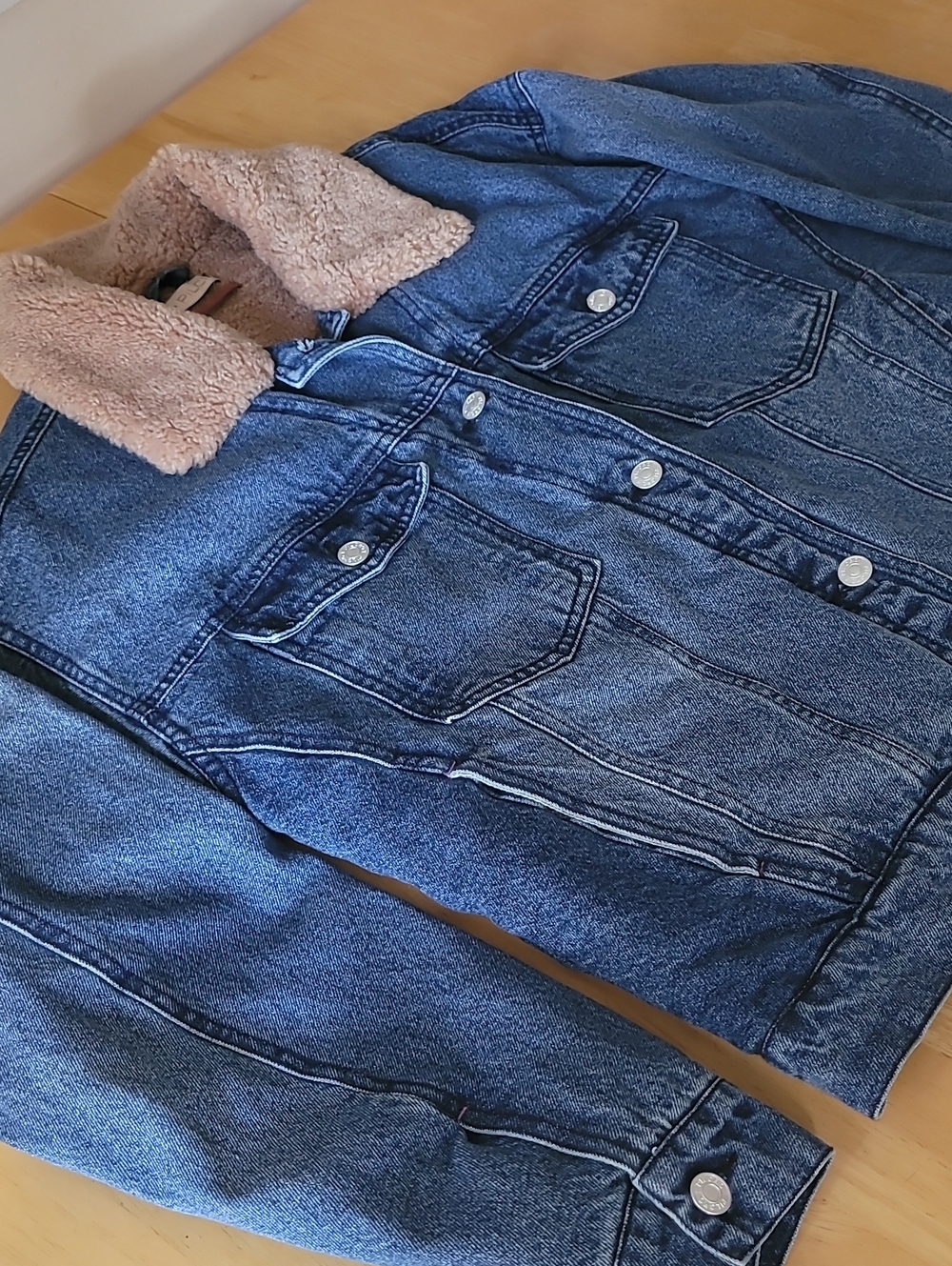 Anthropologie Pilcro Sherpa-Trimmed Denim Jacket Size S $148 NWOT - Picture 9 of 14